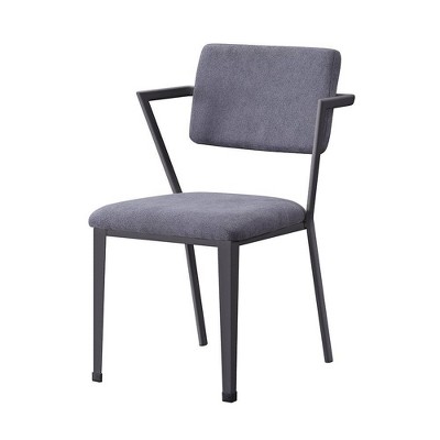 Cargo 22" Dining Chairs Gray Fabric and Gunmetal - Acme Furniture: Leather Upholstery, Metal Frame, Armless Design, Easy to Clean