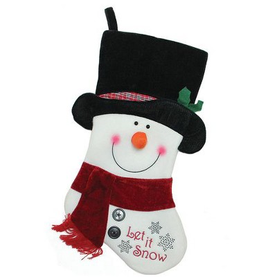 Northlight 18.5" Black, Red and White Embroidered "Let It Snow!" Snowman Christmas Stocking