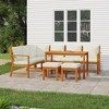 vidaXL Garden Dining Set Cream White, Natural Wood - 2 of 4