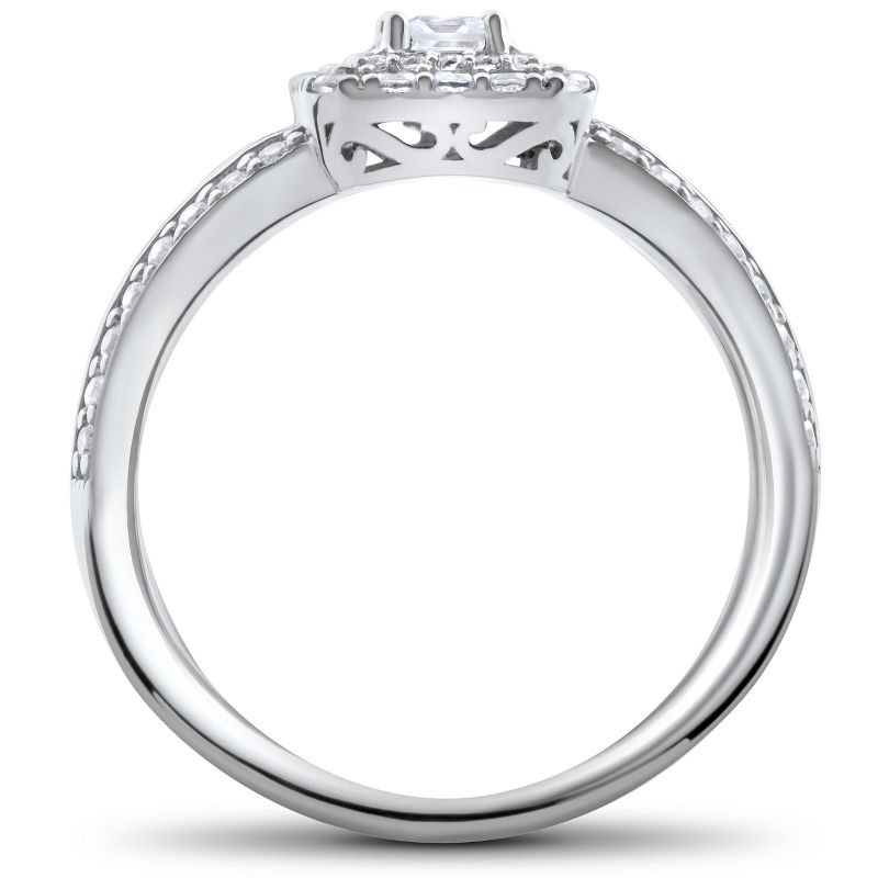 Pompeii3 1 ct Princess Cut Diamond Double Halo Engagement Ring 14k White Gold, 2 of 4