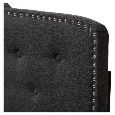 Dark Gray Tufted King Upholstered Headboard with Nailhead Trim