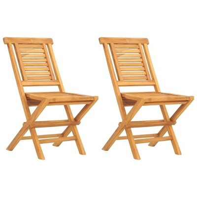 vidaXL Folding Patio Chairs, Solid Teak Wood, Classic Slatted Design, Comfortable Backrest