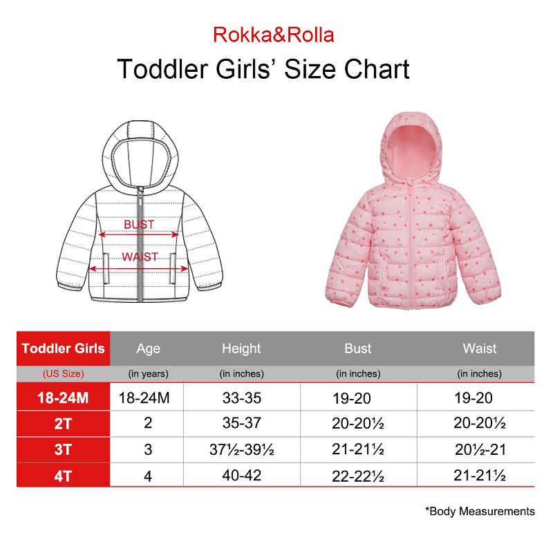 Rokka&Rolla Toddler Little Girls' Light Puffer Jacket Winter Coat, 3 of 12