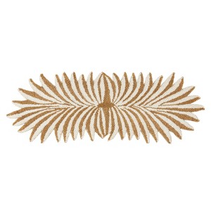 Saro Lifestyle Leafy Elegance Beaded Table Runner, 12"x33", Gold - 1 of 3