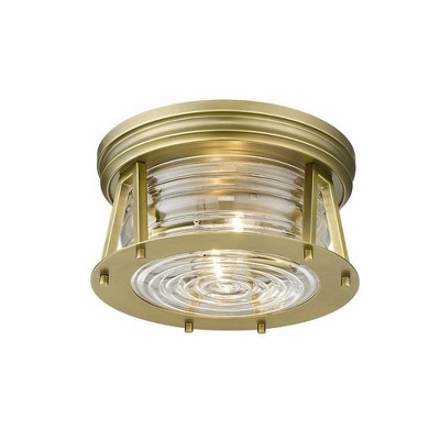 Cape Harbor Rubbed Brass and Glass 12" LED Flush Mount