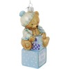 Kurt Adler Noble Gems Glass Ornaments for Christmas Tree, "Baby's First Christmas" Baby Bears on Blocks, Assorted (Pack of 2) - 3 of 4