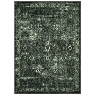 Coolmee Washable Rug for Living Room Boho Floral Non Slip Throw Rugs Large Bedroom Rug Low Pile Soft Stain Resistant CarpetGray