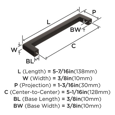 Oil-Rubbed Bronze 5-1/16 Inch Modern Cabinet Drawer Pull