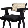 PAGED 38" High Bar Stools Modern Upholstered Counter Stools with Resin Rattan Back, Set of 3, Arms and Wooden Legs for Pub, Dining Room - 4 of 4