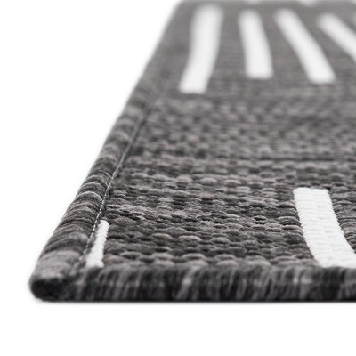 Charcoal Gray Synthetic Square Outdoor Area Rug