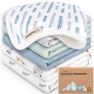 6-Pack Cami Baby Washcloths for Newborn, Organic Cotton Face Wash Cloths for Babies, Soft & Absorbent Baby Bath Towels - 1 of 4