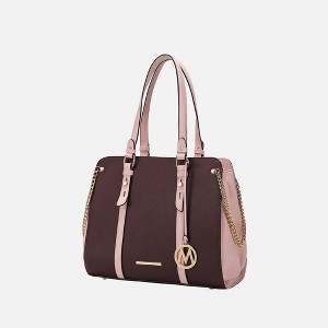 MKF Collection Amy Color Block Vegan Leather Women’s Tote Bag by Mia K - Burgundy - 1 of 4