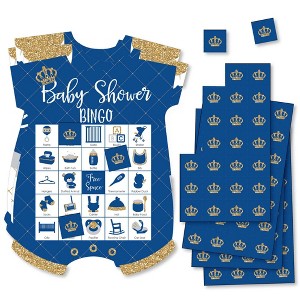 Big Dot of Happiness Royal Prince Charming - Picture Bingo Cards and Markers - Baby Shower Shaped Bingo Game - Set of 18 - 1 of 4