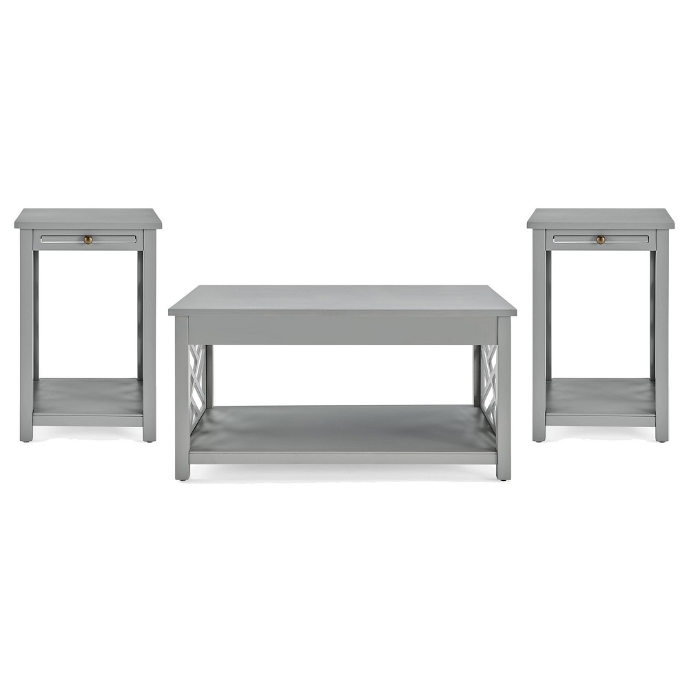 Photos - Coffee Table 36" Middlebury  and 2 End Tables with Tray Shelf Gray - Alater