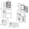 Small White Vanity Table with Cushioned Stool, Mirror Light & Touch Control, Compact Makeup Desk for Girls Bedroom-Cuddlewood - 4 of 4