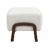 Airsurfer Upholstered Ottoman, Wooden Legs, White, Boucle - 3 of 4