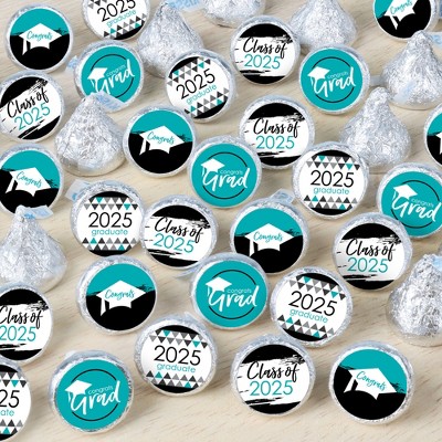 Big Dot of Happiness Teal Grad - Best is Yet to Come - 2025 Turquoise Graduation Party Small Round Candy Stickers - Party Favor Labels - 324 Count