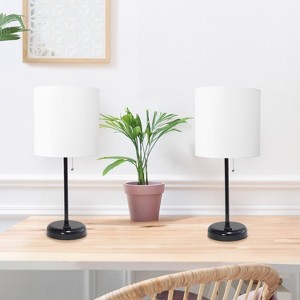 Creekwood Home Oslo 19.5" Power Outlet Base Metal Table Desk Lamp with Shade - 1 of 4