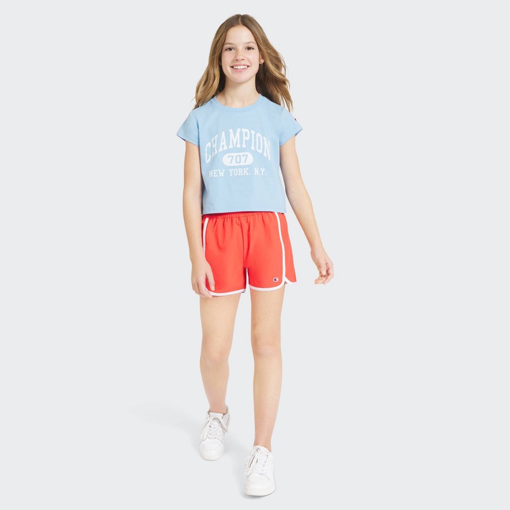 Champion Girls' Graphic Baby T-Shirt - Light Blue L