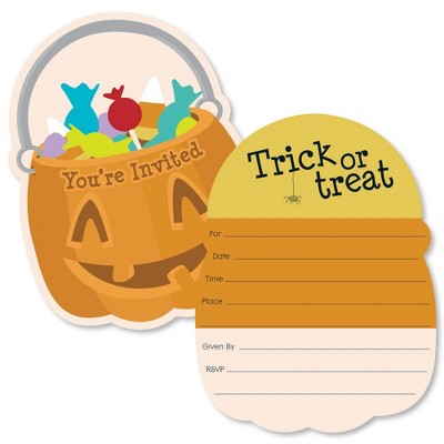 Big Dot of Happiness Trick or Treat - Shaped Fill-in Invitations - Halloween Party Invitation Cards with Envelopes - Set of 12