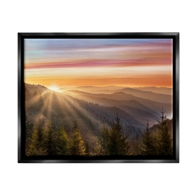 Stupell Industries Sunrise Through Mountain Forest Skyline Warm Sky