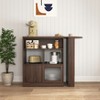 Lirago,31.49"D * 15.74"W * 39.37"H,Walnut Modern Bar Cabinet with Glass Doors, Multi-Functional Storage for Dining/Living Room - 4 of 4