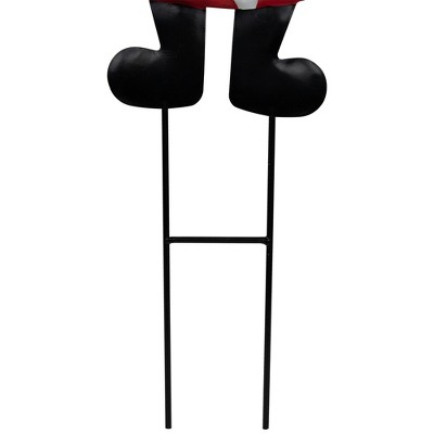 Red and Blue Welcome Gnome Garden Stake with Metal Sign