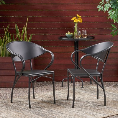 Palm Desert 2Pk Modern Dining Chair Matte Black - Christopher Knight Home