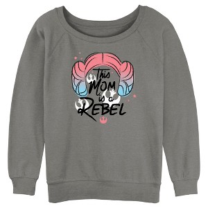 Junior's Women Star Wars Mother's Day Leia Rebel Mom Sweatshirt - 1 of 4