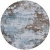 Sky Blue And Brown Abstract Washable Indoor Outdoor Area Rug - 4 of 4