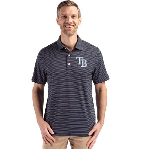 Tampa Bay Rays Cutter & Buck Forge Epic Confidence Fine Line Stripe Stretch Recycled Mens Polo - 1 of 1