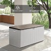 OBOKATA 110Gallon lockable waterproof and UV resistant outdoor storage box, used for storing outdoor garden tools and swimming pool accessories, White - 3 of 4