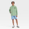 Boys' Minecraft Embroidered Mineral Wash Hooded Sweatshirt - Olive Green - 4 of 4