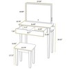 RISOKEYS Vanity Desk Set With Mirror For Makeup, Makeup Table With 1 Drawer Storage Cosmetics, Vanity Dressing Table For Bedroom With Stool,White - 3 of 4