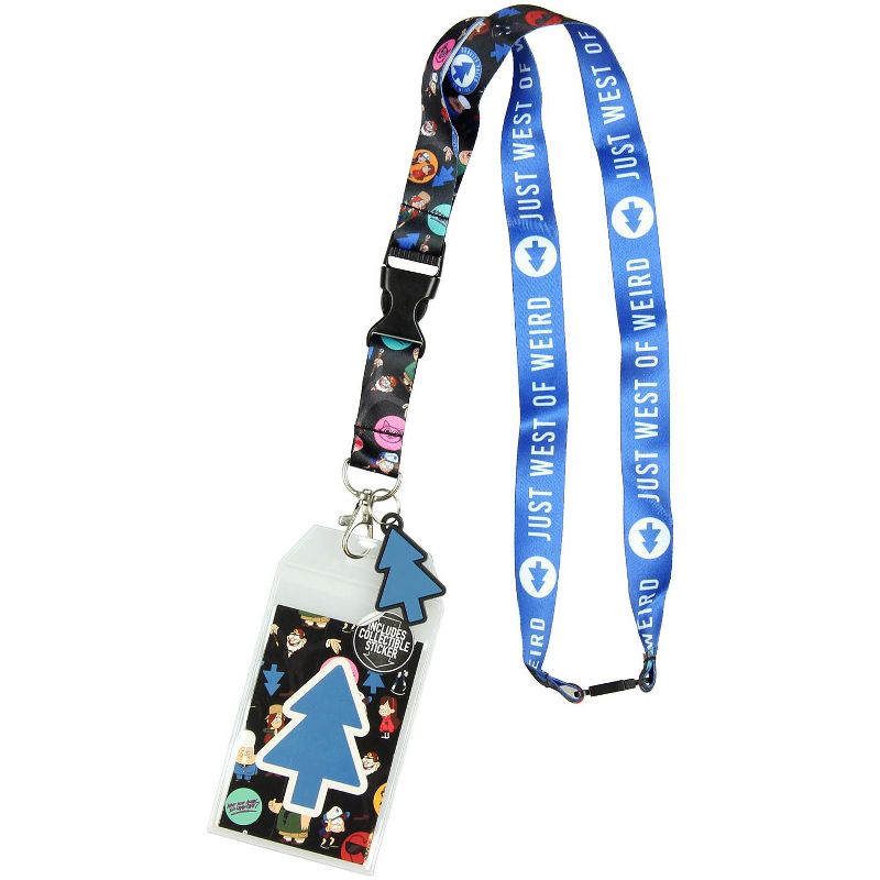 Disney Gravity Falls Just West of Weird Lanyard Keychain ID Holder Tree Rubber Charm and Sticker Multicoloured, 1 of 4