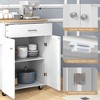 Rolling Kitchen Island Cart With Rubberwood Countertop, With 1 Drawer 2 Doors, Towel Rack, For Kitchen Garage Home Office - 3 of 4