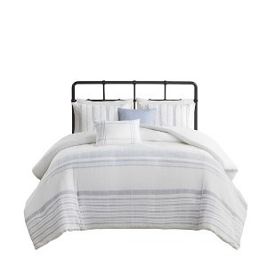 Gracie Mills Ellison 5-Piece Stripe Cotton Jacquard Duvet Set - 1 of 4