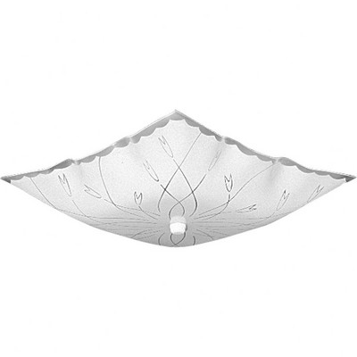 Progress Lighting Illuma-flex 2-Light Flush Mount, White Porcelain, Square Patterned Glass Shade