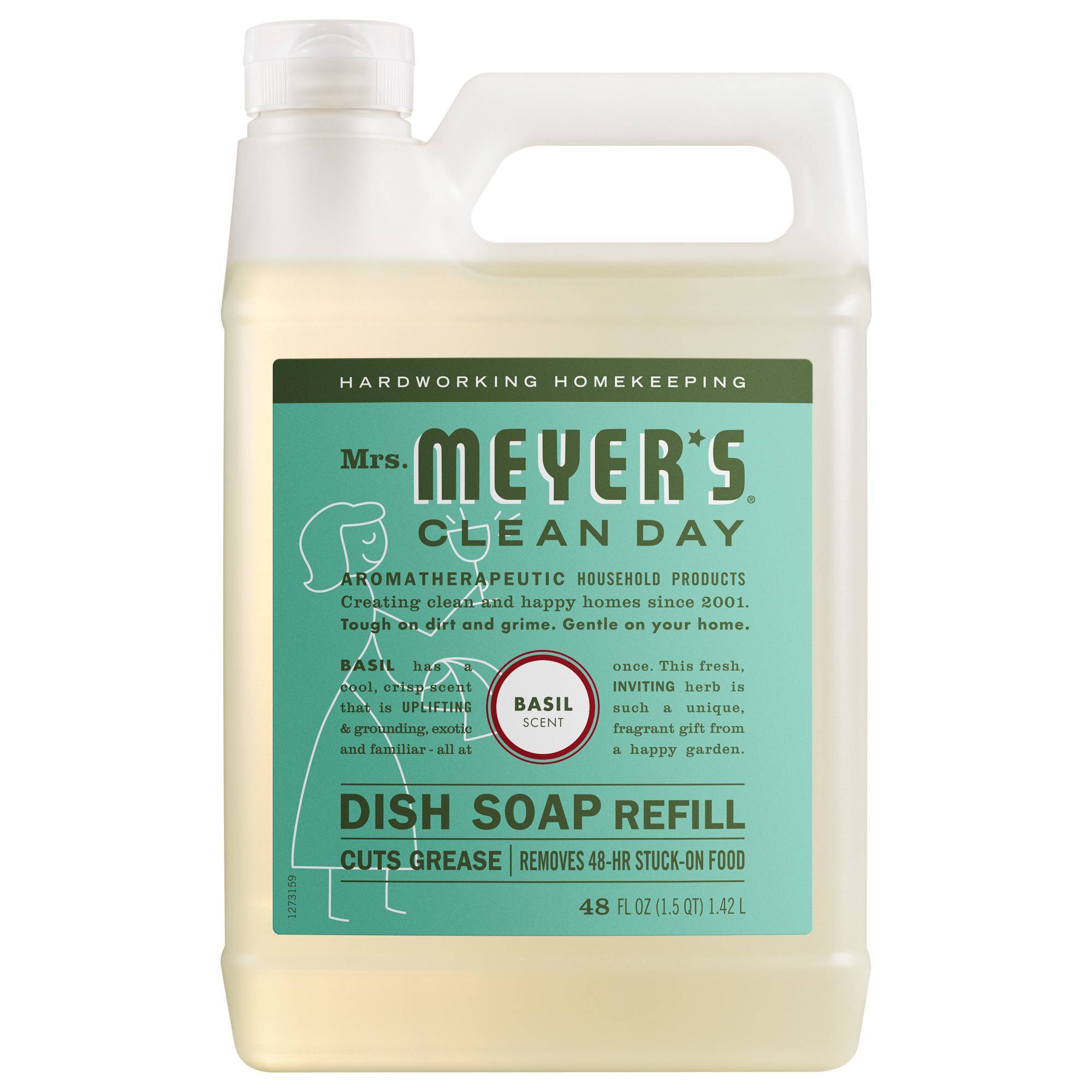 Mrs. Meyer's Clean Day Basil Liquid Dish Refill - 48 fl oz: Paraben-Free, Phthalate-Free, Removes Grease