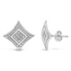 Haus of Brilliance Silver Diamond Accented Four Pointed Star Shaped Halo-Style Stud Earrings - 3 of 4