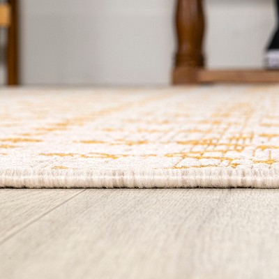 Cream and Yellow Geometric Flat Woven Runner Rug