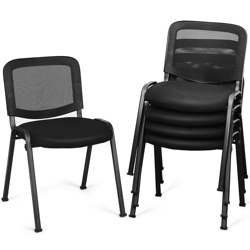 Costway Set of 5 Conference Chair Mesh Back Office Waiting Room Guest Reception Black, 1 of 11