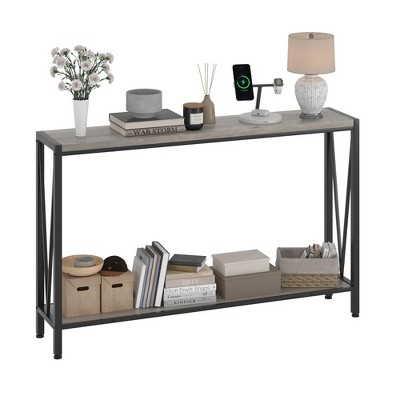 70.8 Console Table, Industrial Entryway Sofa Table with 3-Tier Shelves