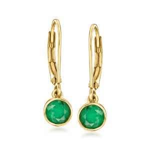 Ross-Simons 1.10 ct. t.w. Bezel-Set Emerald Drop Earrings in 18kt Gold Over Sterling - 1 of 4