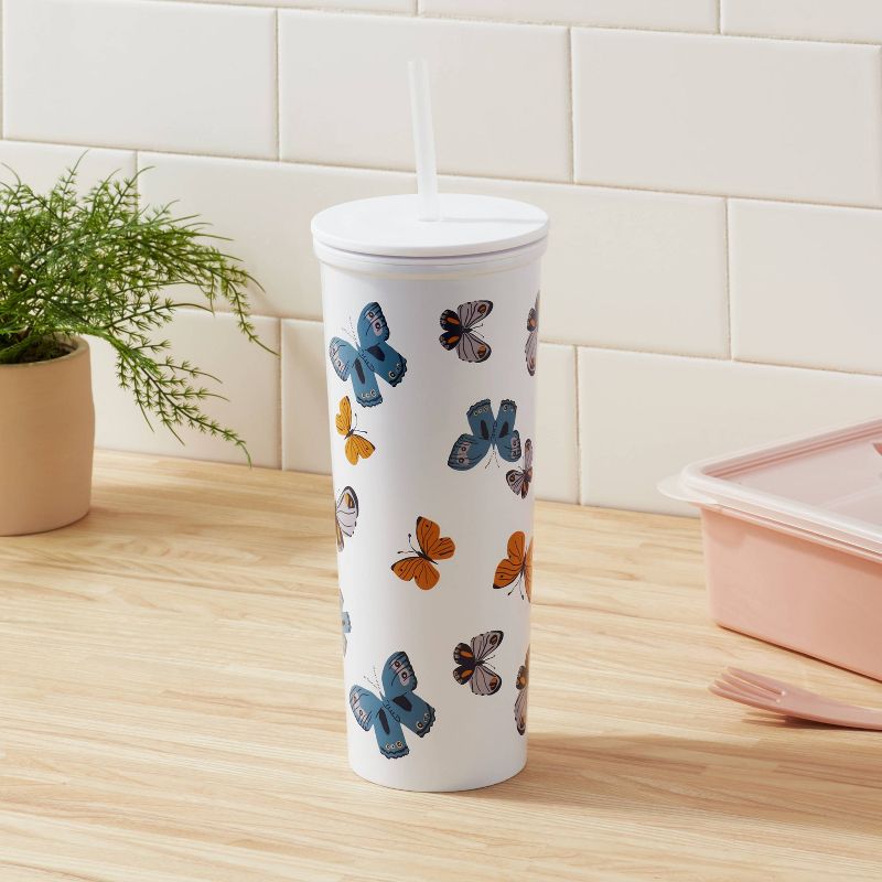 22oz Double Wall Stainless Steel Outer and PP Inner Straw Tumbler - Room Essentials™, 3 of 7