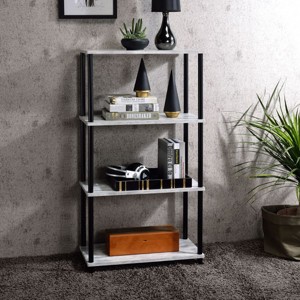 Industrial Bookshelf Metal Frame 4 Open Shelves for Small Rooms or Home Offices 44in Tall-3irtyhousy - 1 of 4