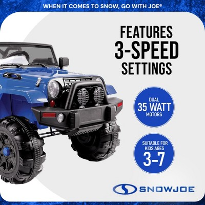 Blue 24-Volt Kids Ride-On SUV with Snow Plow and Remote