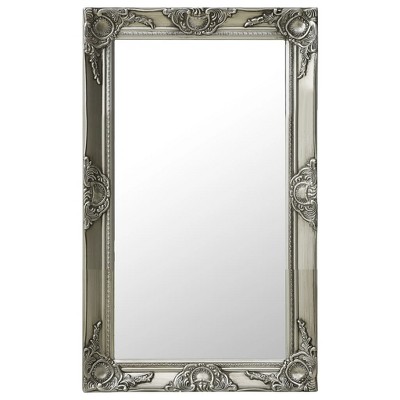 Aghana Digitals Baroque Style Silver Antique Finish Rectangular Wall Mirror - 19.7x31.5in Indoor