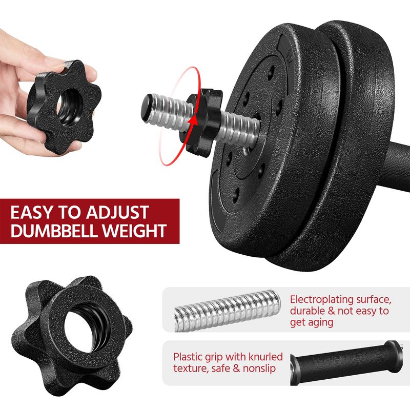 Yaheetech Adjustable Dumbbell Weight Set For Home Gym, Black, 5 of 7