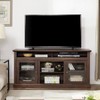 Gulches 60 in Brown Rectangular MDF Console Table with Glass Doors 3 Adjustable Shelves 5 Cable Cutouts Storage Cabinets - 2 of 4